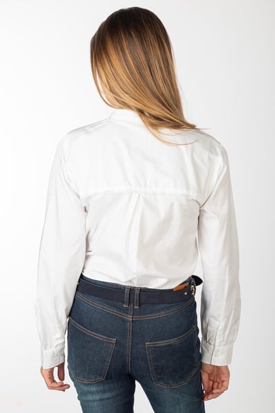 Ladies Collarless Shirt - Ivy - Ivory