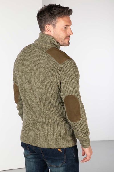 Men's 1/2 Zip Chunky Shooting Sweater - Danby - Derby Tweed