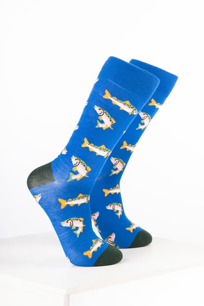 Men’s Bamboo Rich Animal Ankle Socks - Fish Blue