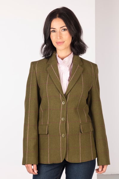 Ladies Tweed Blazer - Hannah - Olive Tweed