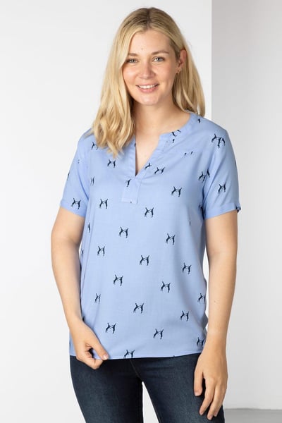 Ladies Short Sleeve Blouse - Wistow II - Boxing Hare Blue