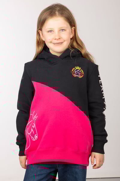 Girl's Diagonal Overhead Hoody - Black/Bonbon