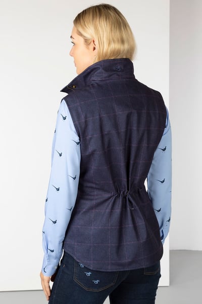 Ladies Tweed Print Gilet - Danby - Navy