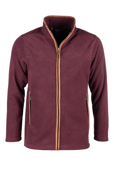Men's Full Zip Fleece Jacket - Huggate - Dark Burgundy
