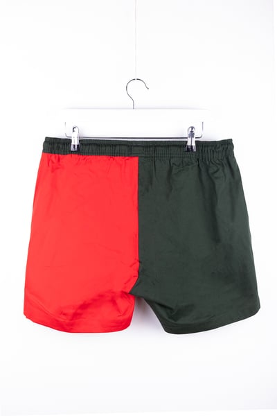 Men's Quartered Rugby Shorts - Ganton - Red/Dark Olive