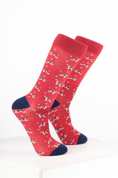Women’s Bamboo Rich Dog Ankle Socks - Beagle Strawberry