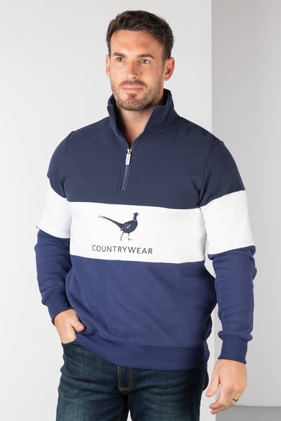 Sudadera de hombre - Byland - Faisán Azul marino/Blanco/Denim