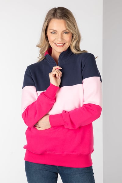 Ladies Plain Sweatshirt - Byland - Bonbon/Sorbet/Navy