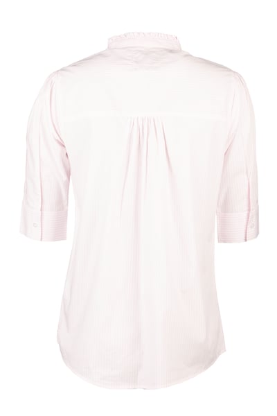 Ladies Ruffled Short Sleeved Shirt - Ivy - Pink Stripe
