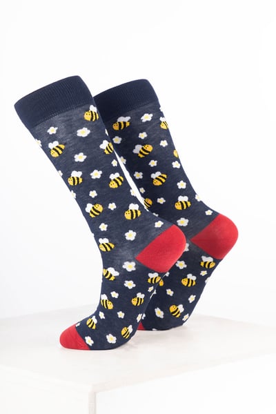 Women’s Bamboo Rich Animal Ankle Socks - Bumble Bee Navy
