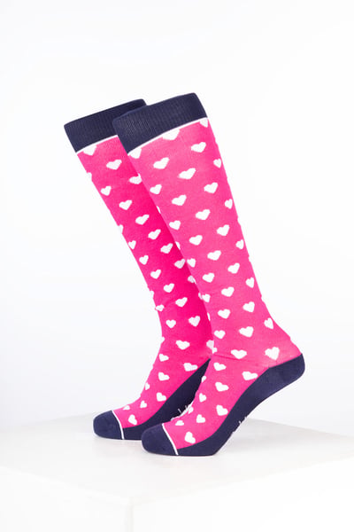Women’s Bamboo Rich Heart Riding Socks - Heart Bonbon