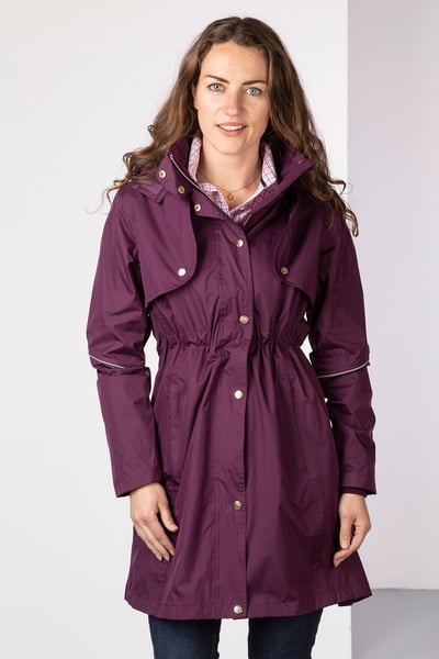 Ladies 3/4 Length Riding Coat - Emley - Dark Berry