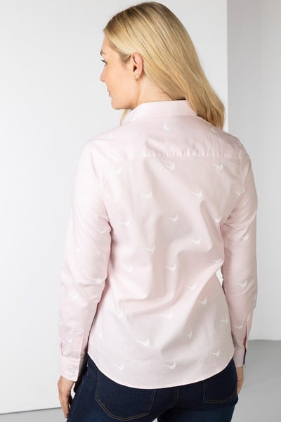 Ladies Oxford Cotton Printed Shirt -  Audrey II - Pink Pheasant