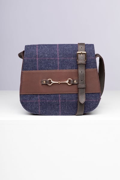 Damen-Tweed-Satteltasche – Helmsley - Marineblauer Tweed