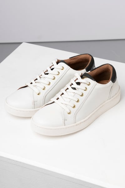 Ladies Leather Trainers - Rievaulx - White/Olive