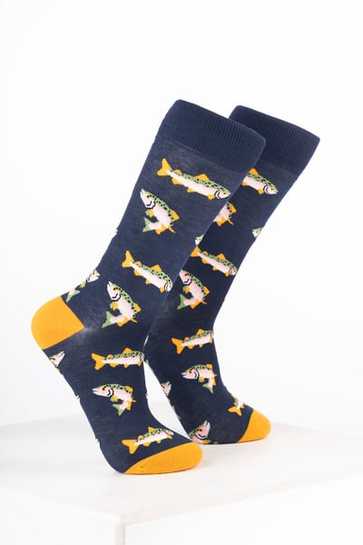 Men’s Bamboo Rich Animal Ankle Socks - Fish Navy