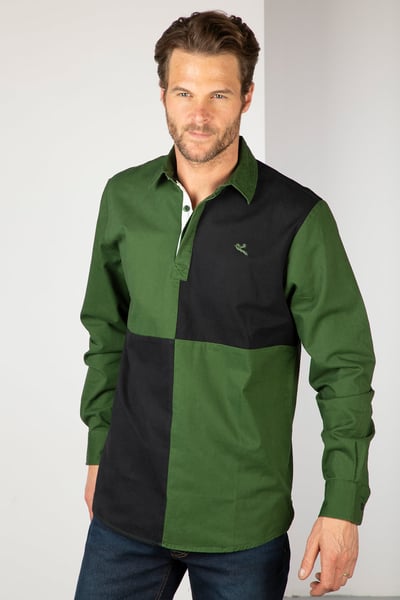 Men's Quartered Deck Shirt - Ganton - Olive/Black