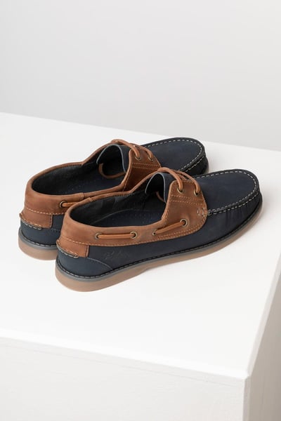Men's Leather Deck Shoe - Runswick - Navy