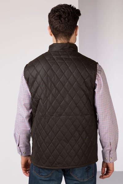 Men's Diamond Quilted Wax Waistcoat II - Olive