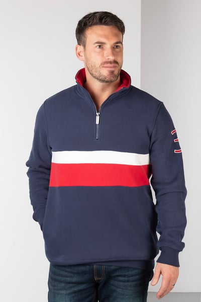 Sweat rayé pour homme - Beadlam - Marine