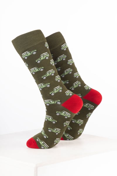 Men's Car Ankle Socks - 4X4 Dark Olive