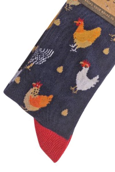 Ladies Bamboo Funky Socks - Colourful Chicken