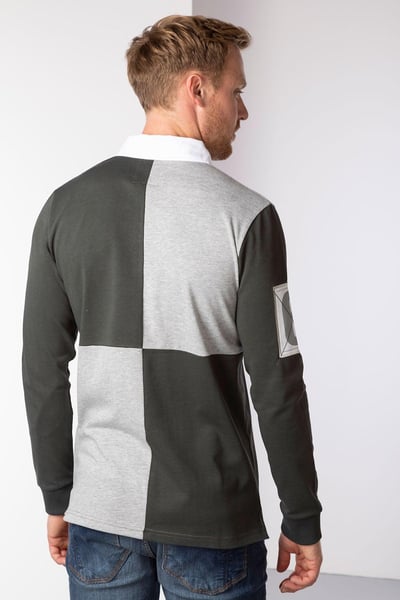 Camiseta de rugby para hombre - Otley Quartered - Gris Jaspeado/Oliva