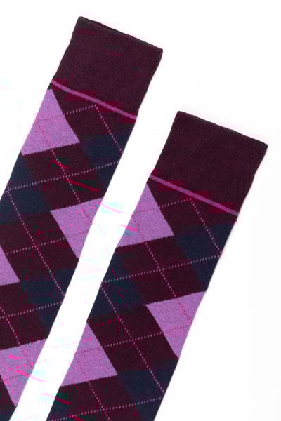 Damen Argyle Kniestrümpfe - Beere