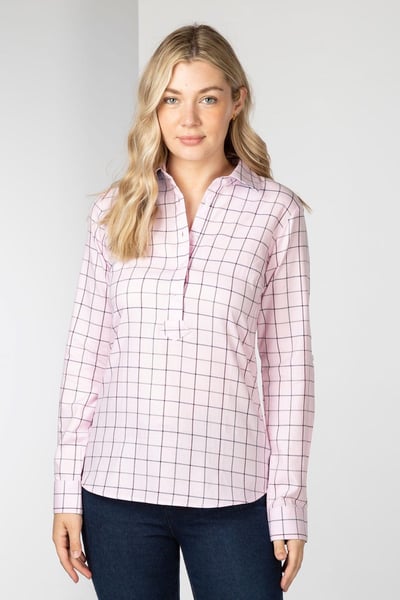 Ladies Hannah Country Overhead Shirt - Kate Tweed - Pink