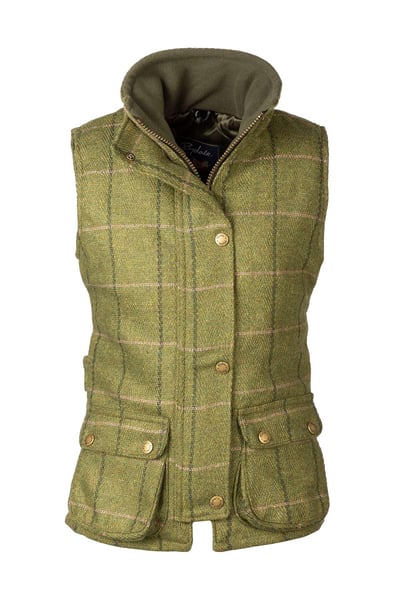 Girls Tweed Waistcoat Body Warmer - Wrelton - Olive/Pink