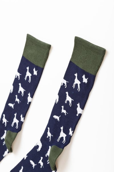 Calcetines de hombre con estampado de varios perros - Caqui/Azul marino
