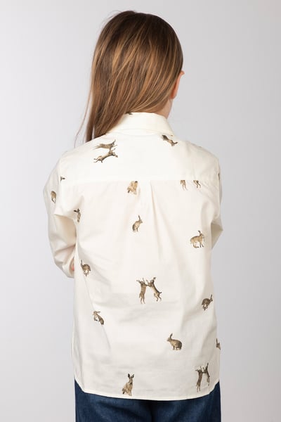 Girls Printed Shirt - Wistow - Hare White