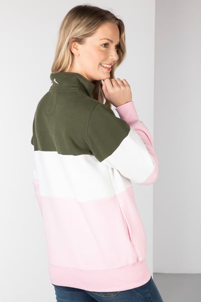 Ladies Sweatshirt - Byland - Cow Sorbet/White/Olive