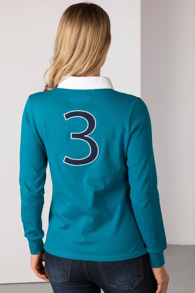 Ladies Rugby Shirt - Sash - Teal/Navy