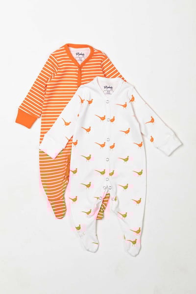 Baby Sleepsuits (2 Pack) - Pheasant Orange