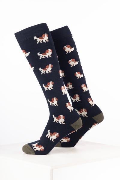Herren-Gummistiefelsocken für Hunde - Spaniel Marineblau