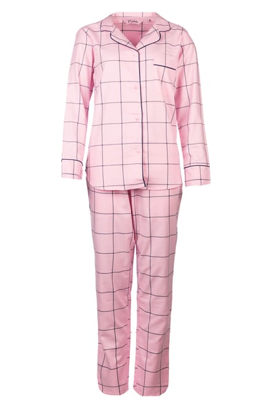 Ladies 100% Cotton Pyjama Sets - Laura Pink