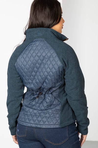 Ladies Diamond Quilted Hybrid Jacket - Huggate - Marl Navy