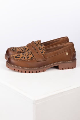Ladies Chunky Animal Print Loafers - Ella