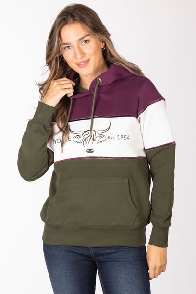 Ladies Hoody - Byland - Cow Berry/White/Olive