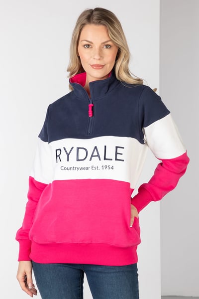 Ladies Sweatshirt - Byland - Rydale Navy/White/Bonbon