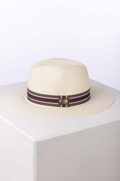 Men's Panama Hat - Malton - Olive/Wine Stripe