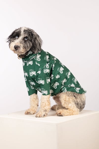 Patterned Dog Raincoats - Yapham - Tractor Green