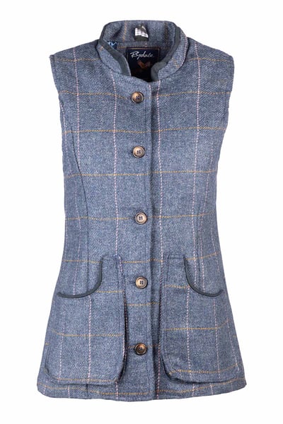 Gilet boutonné en tweed pour femme - Rievaulx - Tweed bleu foncé