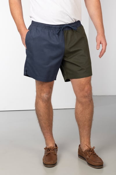 Rugby-Shorts aus Baumwolle im Viertelschnitt für Herren - Fordon - Marineblau/Oliv