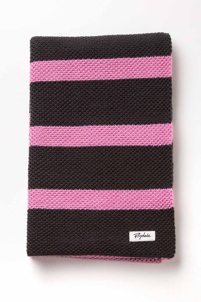 Ladies Striped Knit Scarf - Rosie - Gunmetal