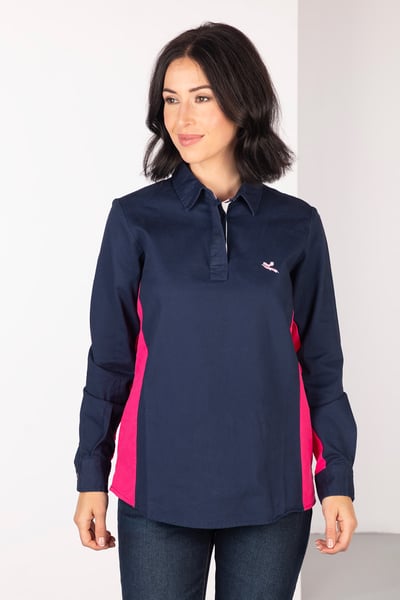 Chemise de pont à panneaux pour dames - Muston - Marine/Bonbon