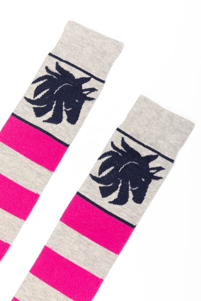 Ladies Broadstripe Knee Length Riding Socks - Marl Grey