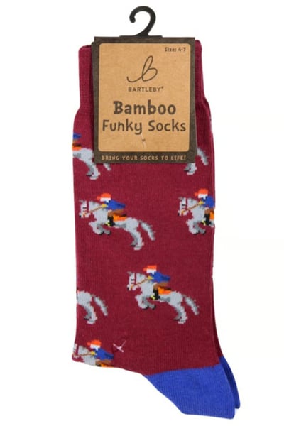 Damen Bambus Funky Socken - Pferd und Reiter