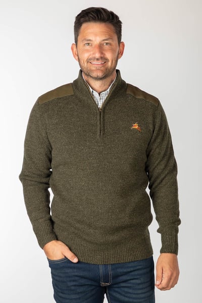 Jersey de tiro con faisán para hombre - Wykeham - Tweed verde oliva